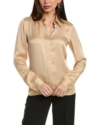 Michael Kors Hansen Satin Shirt In Brown