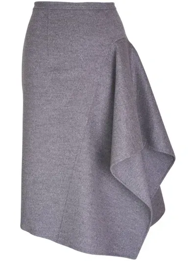 Michael Kors Wool Draped Skirt In Grey