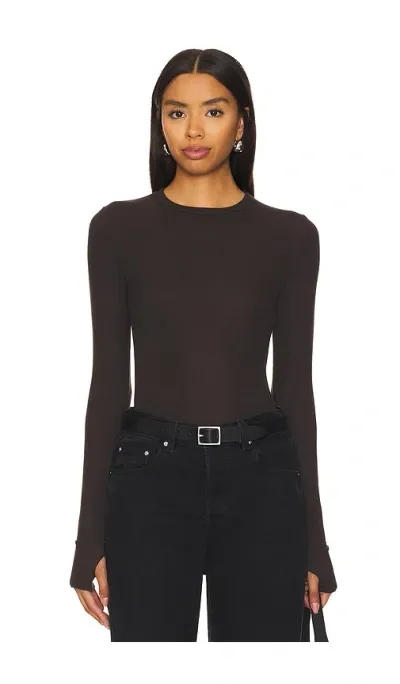 Michael Lauren Alick Long Sleeve Fitted Top W/ Thumbhole Top In Black