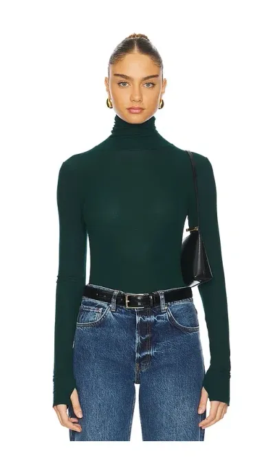 Michael Lauren Arlen Long Sleeve Fitted Turtle Neck Top In Green