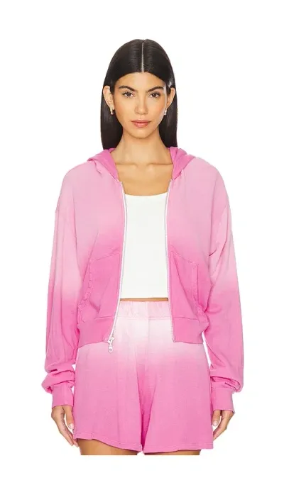 Michael Lauren Bowman Crop Zip Up In Faded Pink