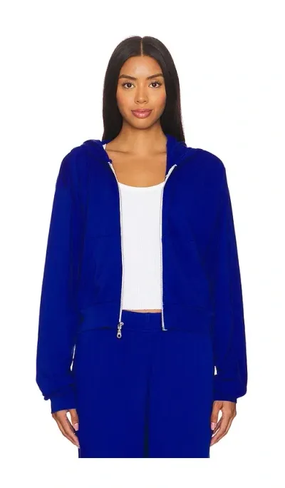 Michael Lauren Bowman Crop Zip Up Hoodie In Royal