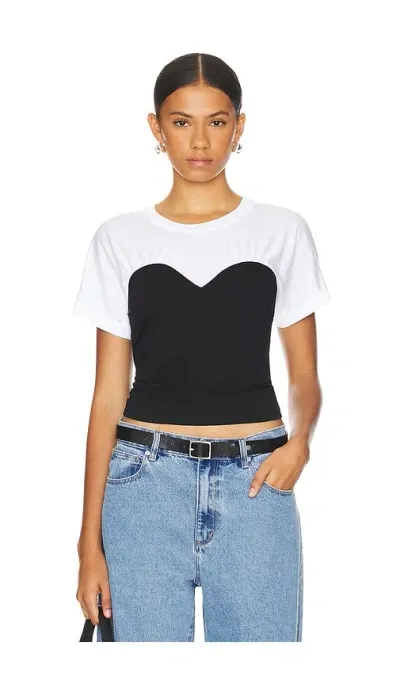 Michael Lauren Kinsley Contrast Sweetheart Tee In Black And White