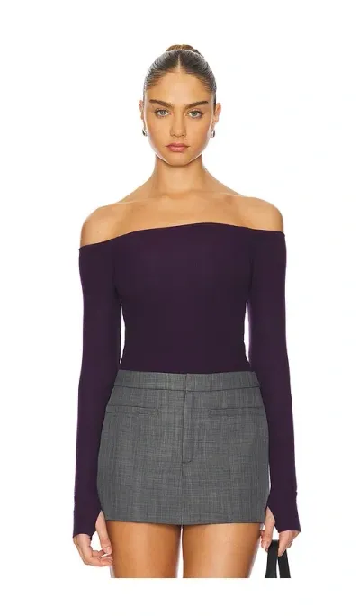 Michael Lauren Lanny Off Shoulder Long Sleeve Top In Purple