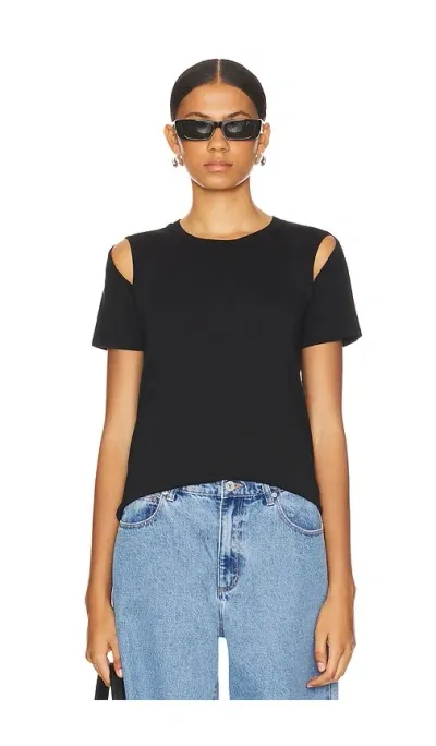 Michael Lauren Maximillian Shoulder Split Tee In É»‘è‰²