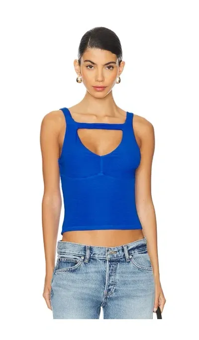 Michael Lauren Nikau V Neck Tank In Ultra Marine