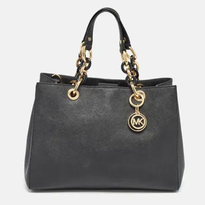 Pre-owned Michael Michael Kors Black Leather Medium Cynthia Tote