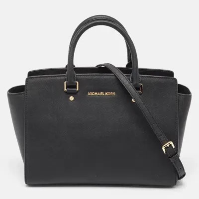 Pre-owned Michael Michael Kors Black Saffiano Leather Large Selma Tote