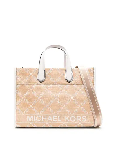 Michael Michael Kors Gigi Rafia Large Tote Bag In Beige