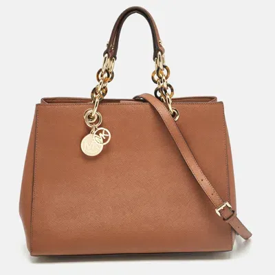 Pre-owned Michael Michael Kors Brown Leather Large Cynthia Tote