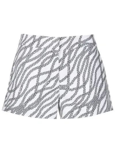 Michael Michael Kors Chain-print Cotton Shorts In White