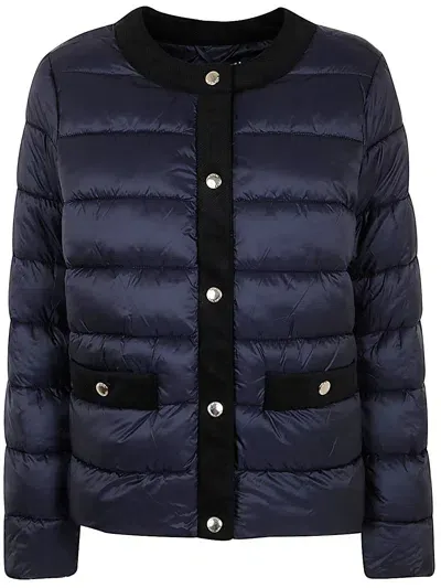 Michael Michael Kors Collarless Packable Jacket W Corduroy Trim In Navy