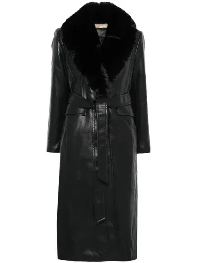 Michael Michael Kors Detachable-lapels Coat In Black