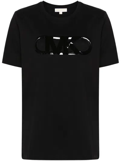 Michael Michael Kors Empire Logo Organic-cotton T-shirt In Black