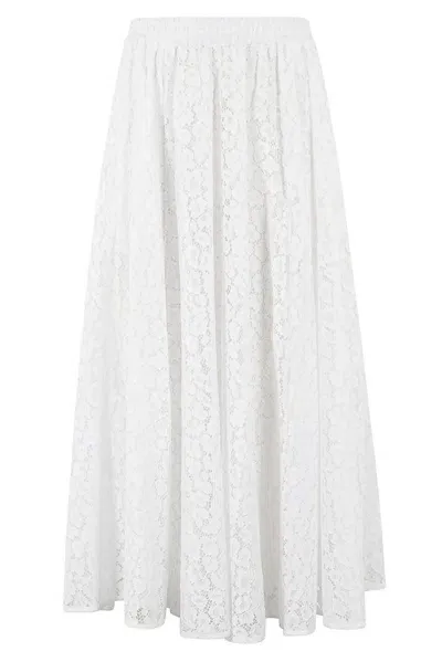 Michael Michael Kors Floral Lace Midi Skirt In White