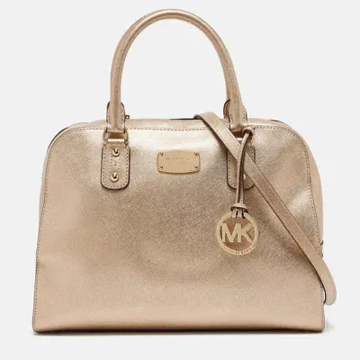 Pre-owned Michael Michael Kors Gold Leather Satchel