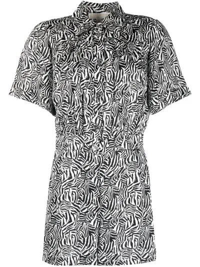 Michael Michael Kors Graphic-print Short-sleeve Playsuit In White