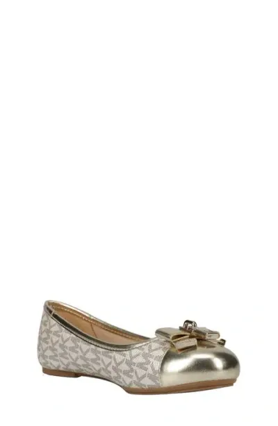 Michael Michael Kors Kids'  Kenya Lock Metallic Ballet Flat In Pale Gold