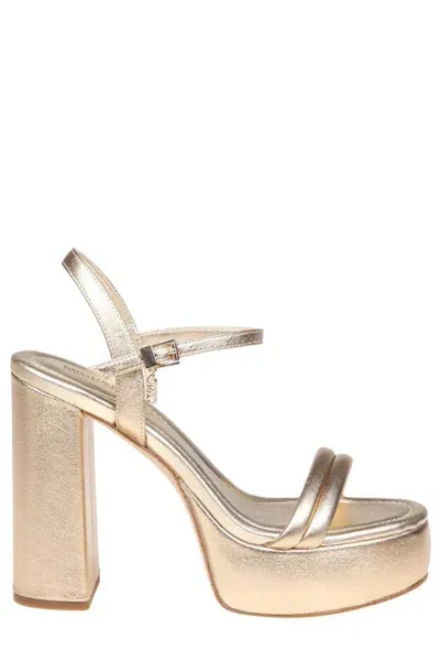 Michael Michael Kors Laci Metallic Platform Sandals In Gold