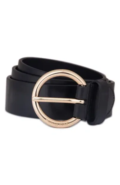 Michael Michael Kors Leather Belt In Black/gold