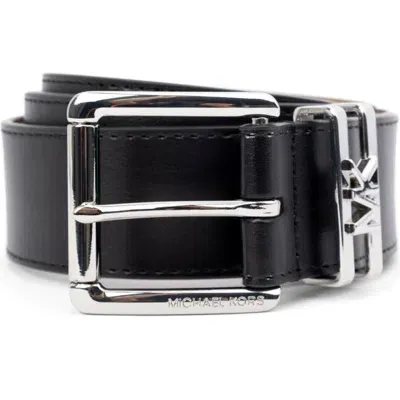 Michael Michael Kors Leather Belt In Black/silver