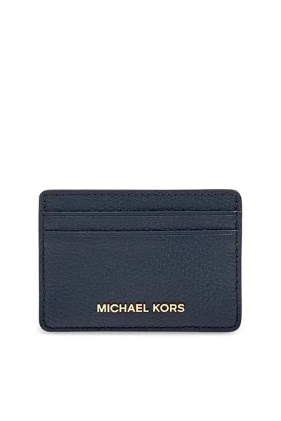 Michael Michael Kors Logo Lettering Cardholder In Navy