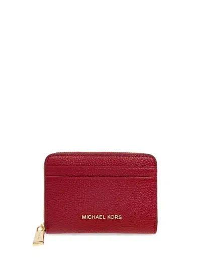 Michael Michael Kors Logo-lettering Leather Wallet In Red