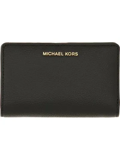 Michael Michael Kors Logo Lettering Medium Wallet In Black