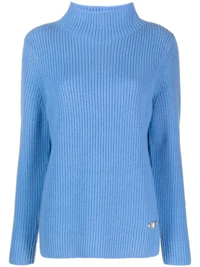 Michael Michael Kors High-neck Chunky-knit Jumper In Blue