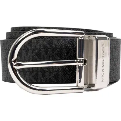 Michael Michael Kors Logo Reversible Belt In Black/silver