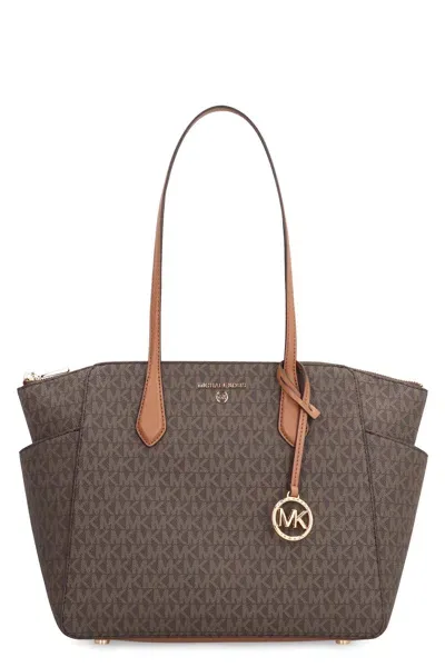 Michael Michael Kors Marilyn All Over Logo Canvas Tote In Brown