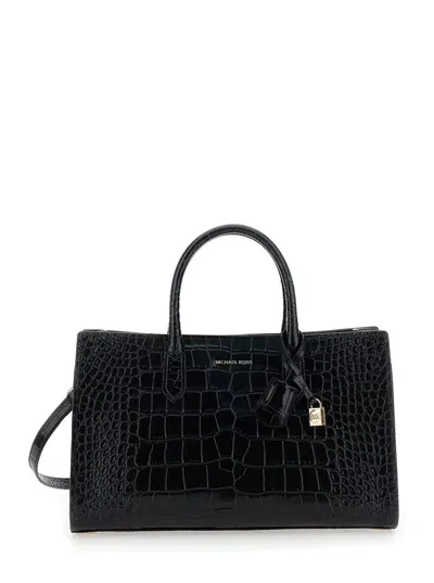 Michael Michael Kors Md Ew Satchel In Black