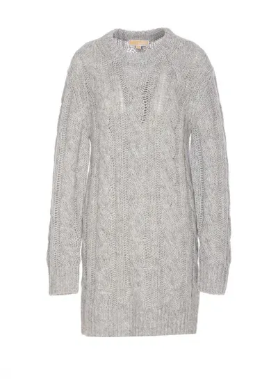 Michael Michael Kors Michael Kors Cable Knit Dress In Grey