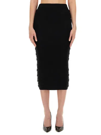 Michael Michael Kors Rhinestone-embellished Midi Pencil Skirt In Black