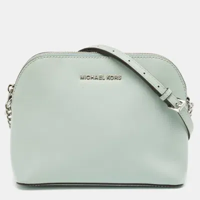 Pre-owned Michael Michael Kors Mint Green Patent Leather Medium Cindy Dome Crossbody Bag