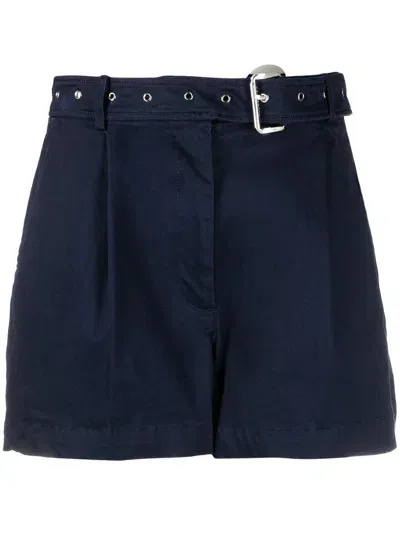 Michael Michael Kors Organic Cotton Belted Shorts In Blau