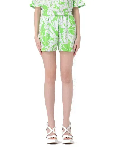 Michael Michael Kors Palm Print Satin Shorts In Green