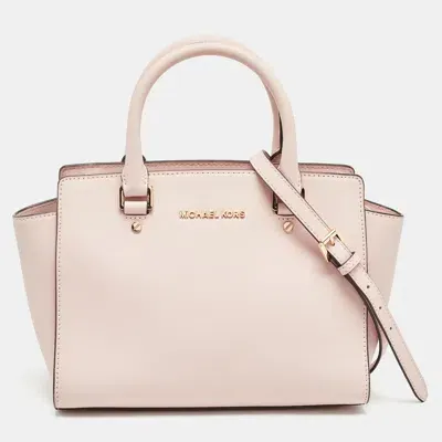 Pre-owned Michael Michael Kors Pink Leather Medium Selma Satchel