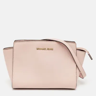 Pre-owned Michael Michael Kors Pink Saffiano Leather Medium Selma Crossbody Bag