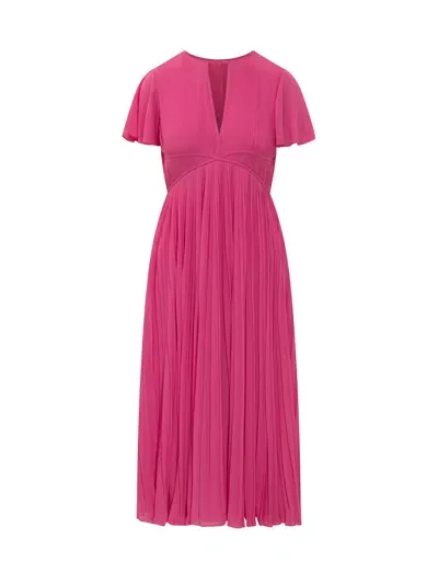 Michael Michael Kors Pleated Dress In Cerise