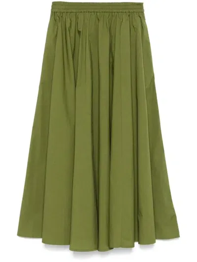 Michael Michael Kors Pleated Midi Skirt In Green