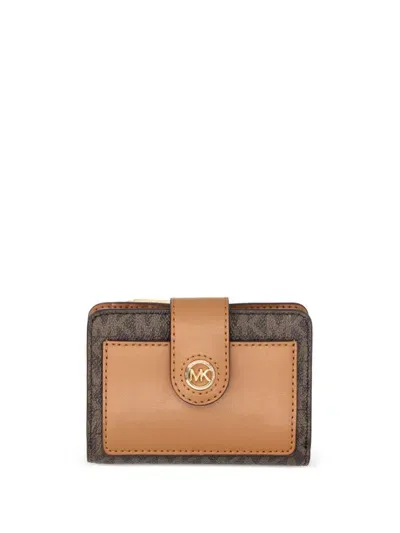 Michael Michael Kors Small Logo-print Wallet In Brown