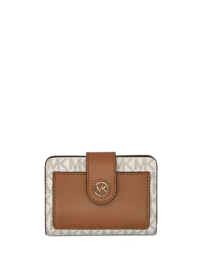 Michael Michael Kors Small Logo-print Wallet In Neutrals