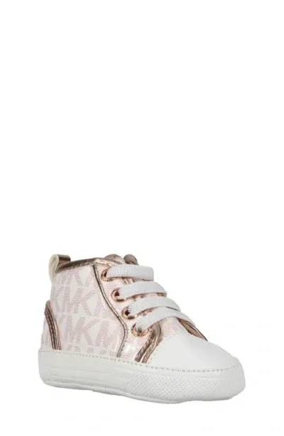 Michael Michael Kors Kids'  Split High Top Sneaker In Rose Gold/white