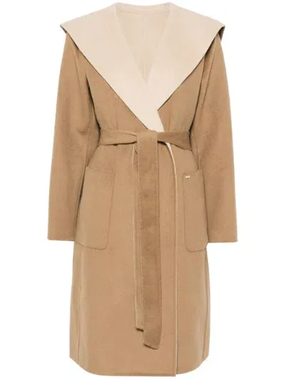 Michael Michael Kors Two-tone Hooded Coat In Beige