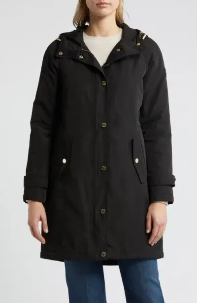 Michael Michael Kors Water Resistant Hooded Coat In Black