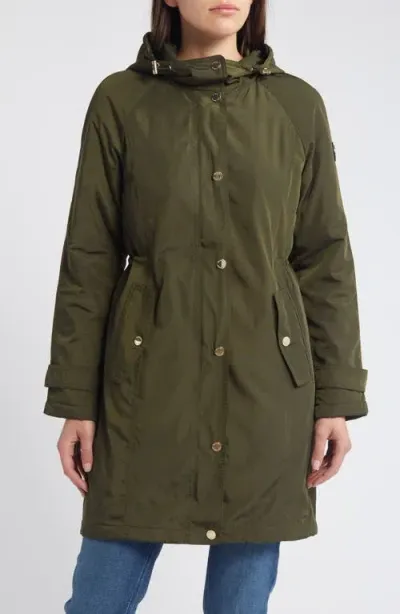 Michael Michael Kors Water Resistant Hooded Coat In Olive