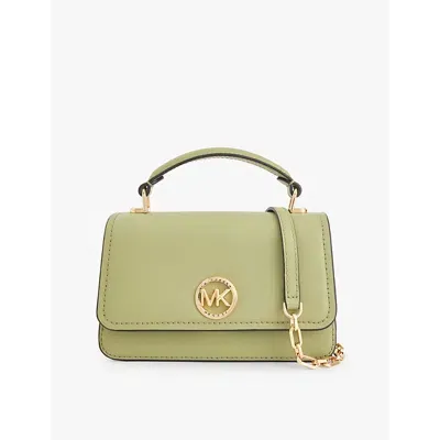 Michael Michael Kors Womens Light Sage Delancey Leather Cross-body Bag