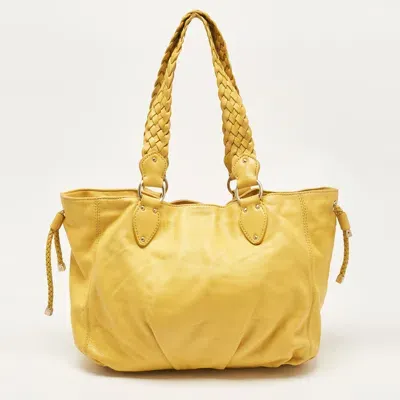 Pre-owned Michael Michael Kors Yellow Leather Braided Drawstring Shoulder Bag