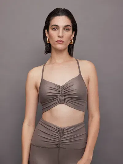 Michi Palma Gloss Longline Bra In Bronzed Pewter